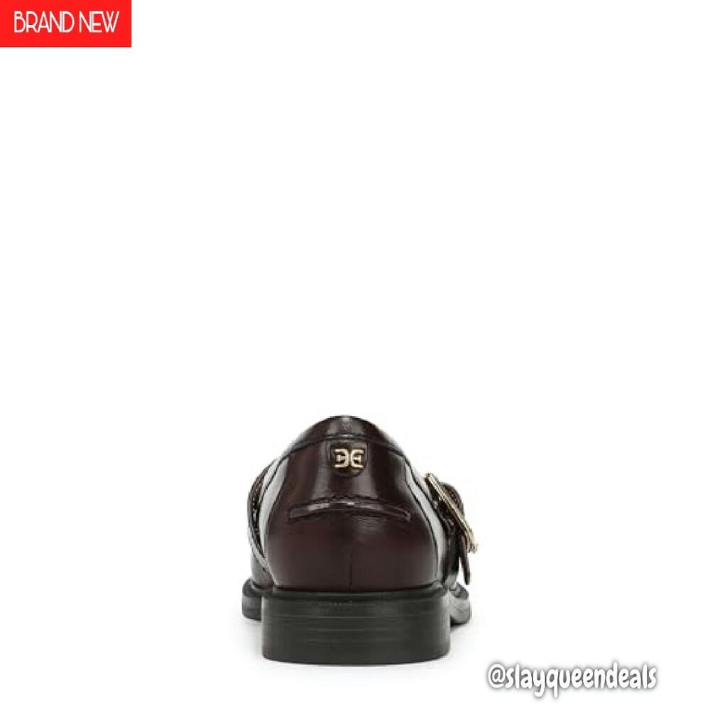 T-Strap Loafers with Oversized Buckle, Slip-On Style, 0.875 Inch Heel - Picture 4 of 7